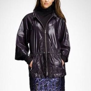 Tory Burch Women's Ronnie 3/4 Sleeve Rain Jacket Trench L Black navy